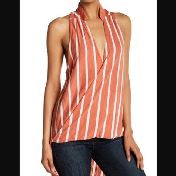 Michelle by Comune Stripe Surplice Tank - Picture 1 of 8